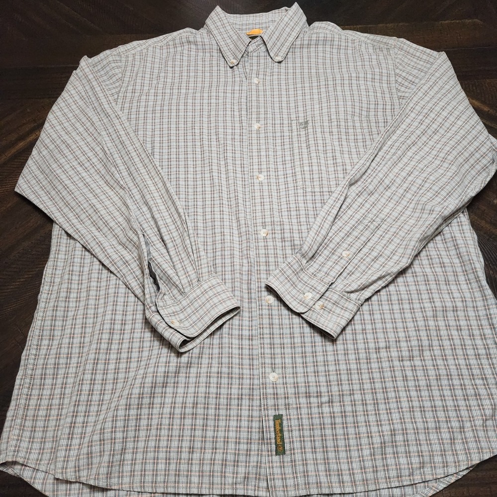 Timberland Button Shirt Mens XL Multicolor Long Sleeve Logo Causal Striped Shirt
